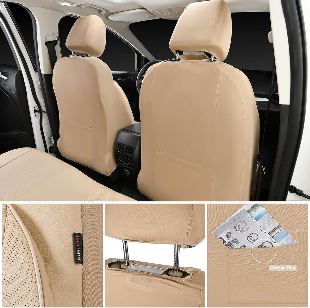 CAR PASS Leather Seat Covers Full Set Universal Water Resistant 3D Foam Back ...