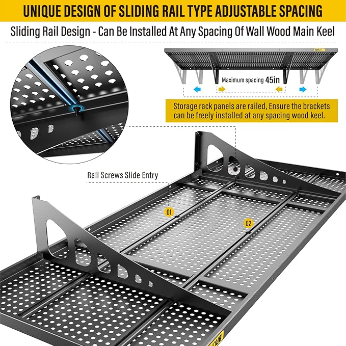 4Pack 1.64x4ft Adjustable Metal Garage Wall Shelving Heavy Duty Garage Storage