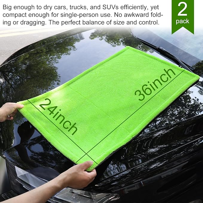 2 Pack XL Car Drying Towel – 1300GSM Ultra Absorbent Microfiber, Twisted Loop