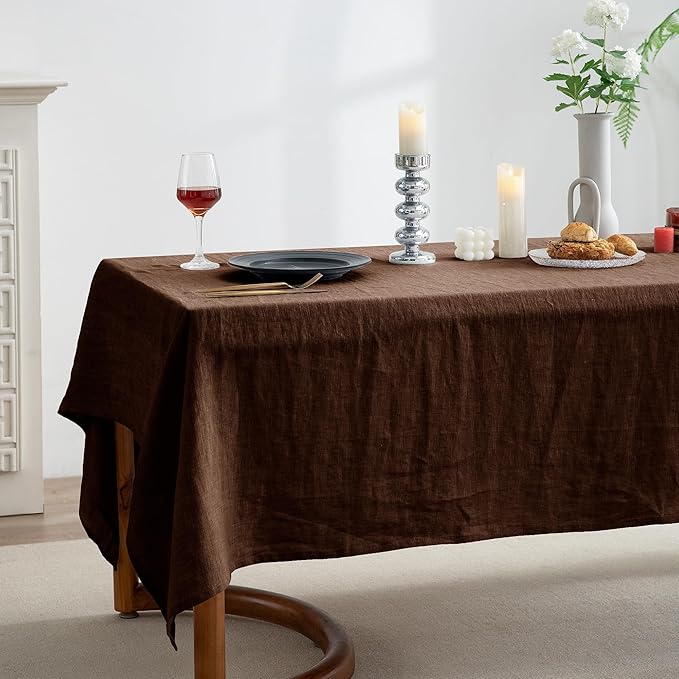 EVERLY 100% Pure Linen Rectangle Tablecloths 60x84Inches for Dining,Buffet Pa...