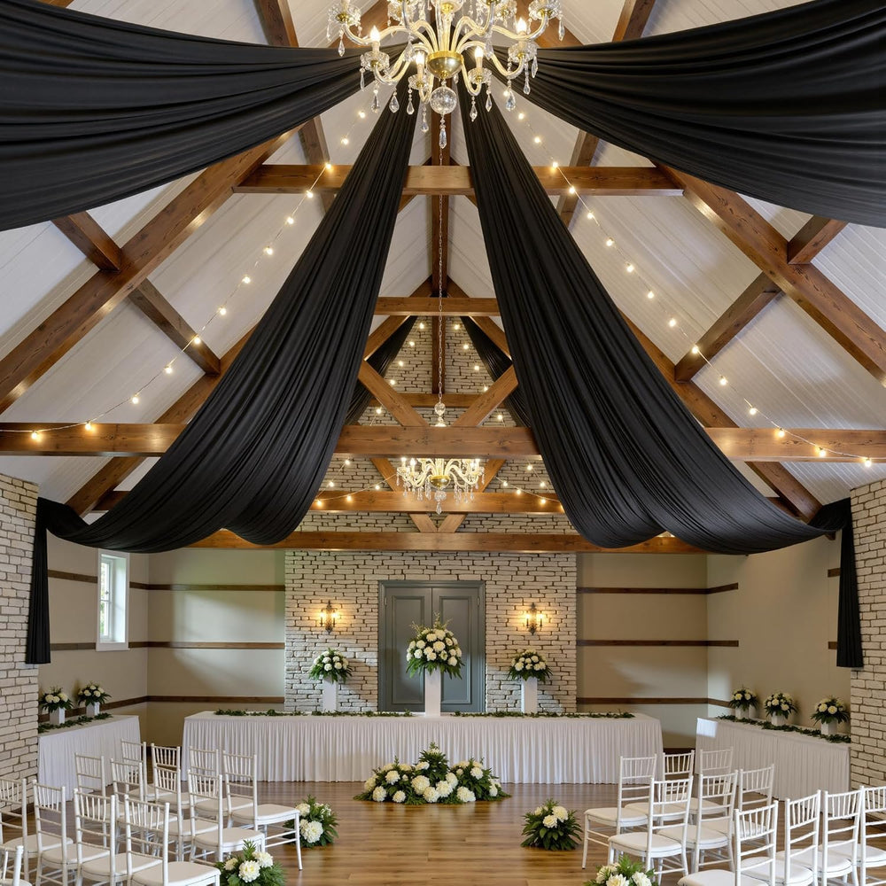 4 Panels 5ftx30ft Black Ceiling Drapes for Halloween Parties
