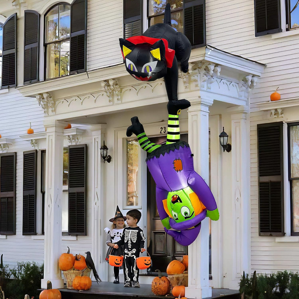 OurWarm 8FT Inflatable Witch Cat Halloween Inflatables Outdoor Decorations
