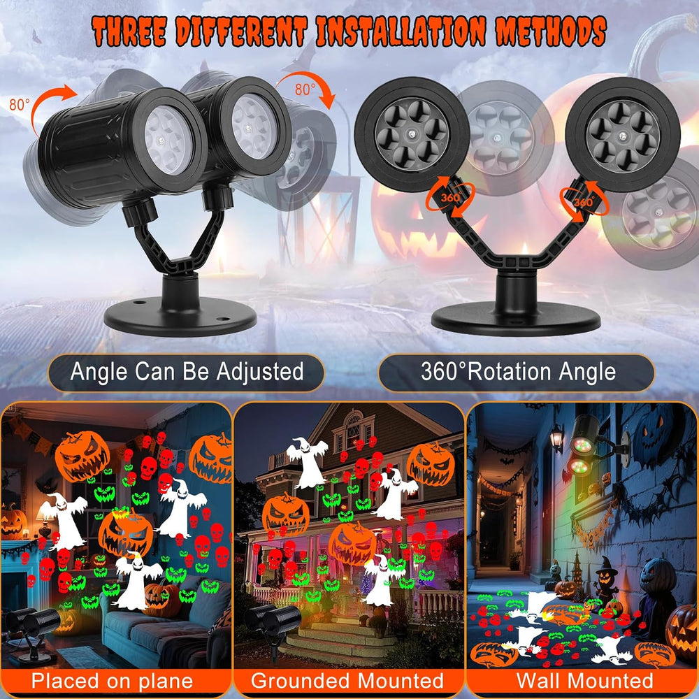 Halloween Projector Lights Outdoor 2026 Upgraded Double Head & Dynamic Ro...