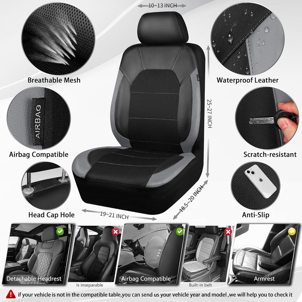 CAR PASS Leather Seat Covers, Automotive Sport Car Seat Cover Super 5mm Compo...