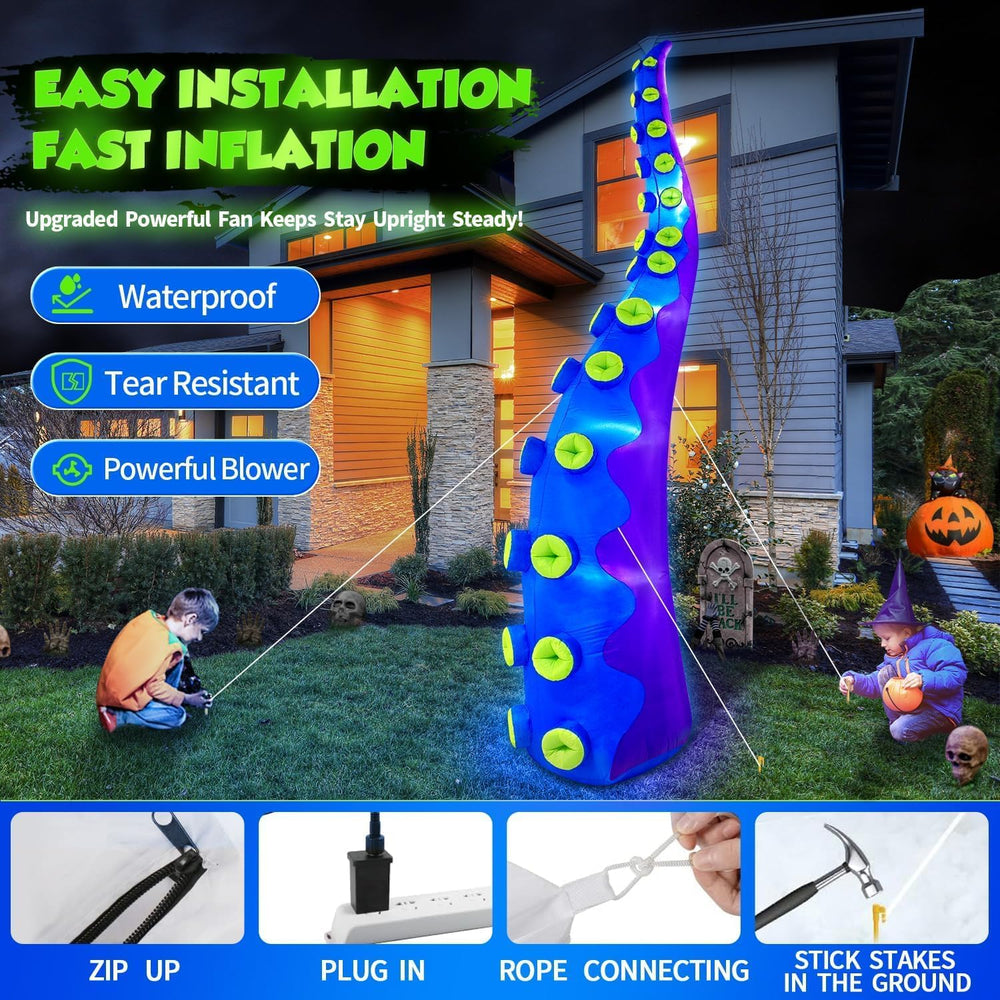 1PCS 14FT Giant Halloween Inflatables Octopus Tentacles, Huge Halloween Decor...