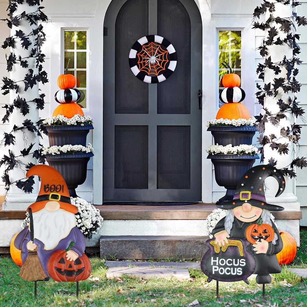 hogardeck Halloween Decorations Outdoor, Metal Gnomes Decorative Garden Stake...