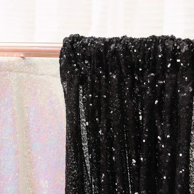 Poise3EHome Black Sequin Backdrop, 20Ft x 10Ft Glitter Photography Background...