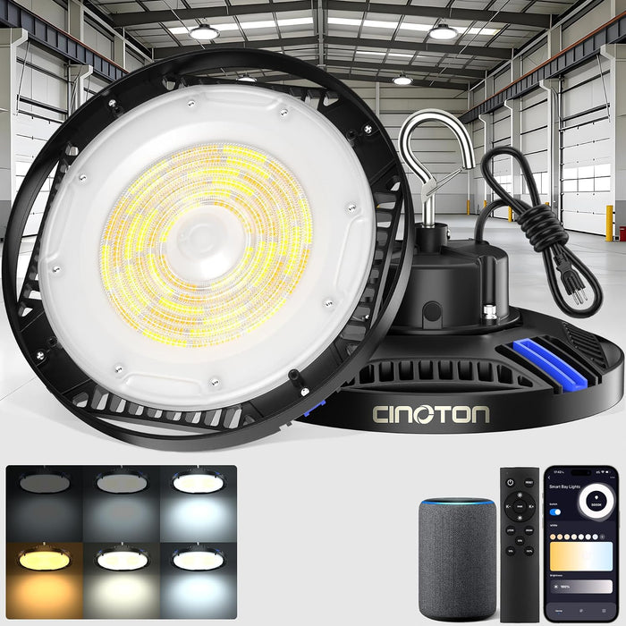 Smart 150W 21000LM UFO LED High Bay Shop Light, ETL Listed 2 Pack