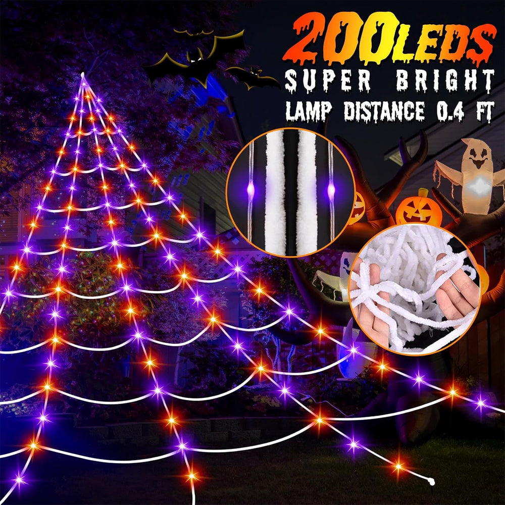 Halloween Decorations Outdoor, 200 LED Halloween Giant Spider Web Lights, 16....