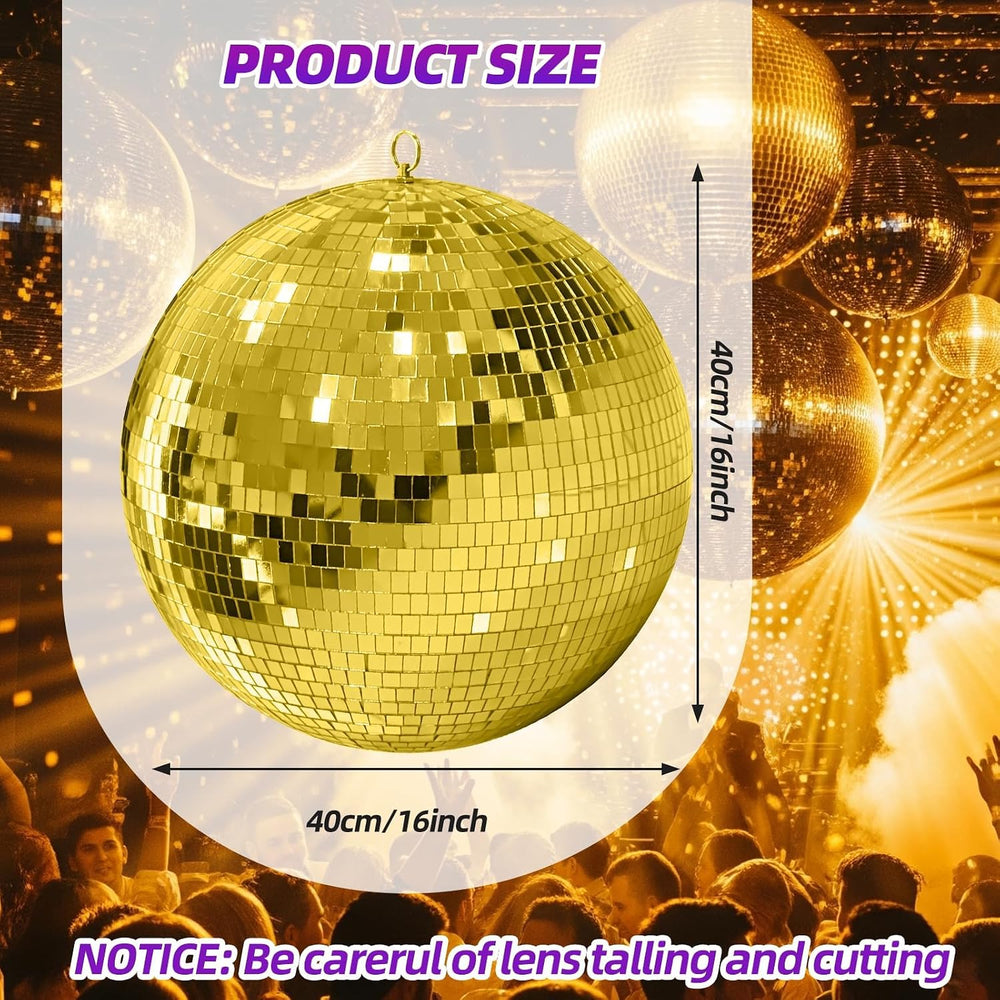 16 Inch Mirror Disco Ball lamp, Gold 16" Disco Ball Halloween Decor