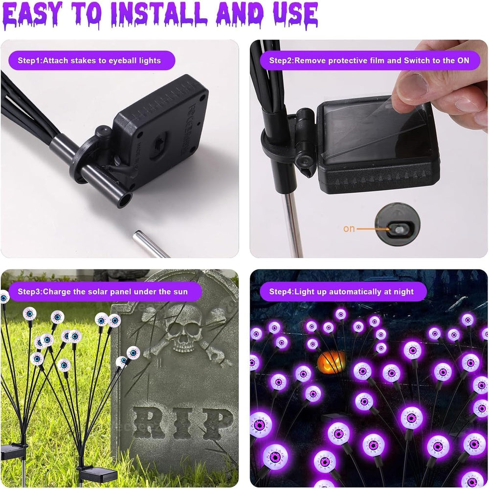 ASMAD Halloween Decorations Outdoor Solar Scary Eyeball Light,10Pack 80LEDs