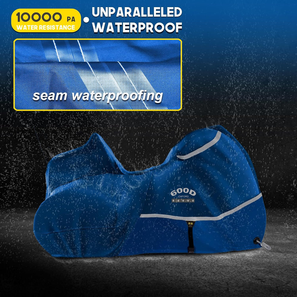 Motorcycle Cover with Side+Top Box Heavy Duty 600D Waterproof for Touring Mod...