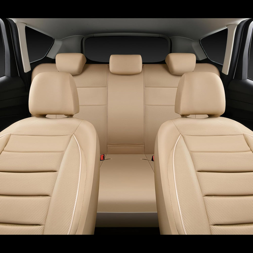 CAR PASS Leather Seat Covers Full Set Universal Water Resistant 3D Foam Back ...