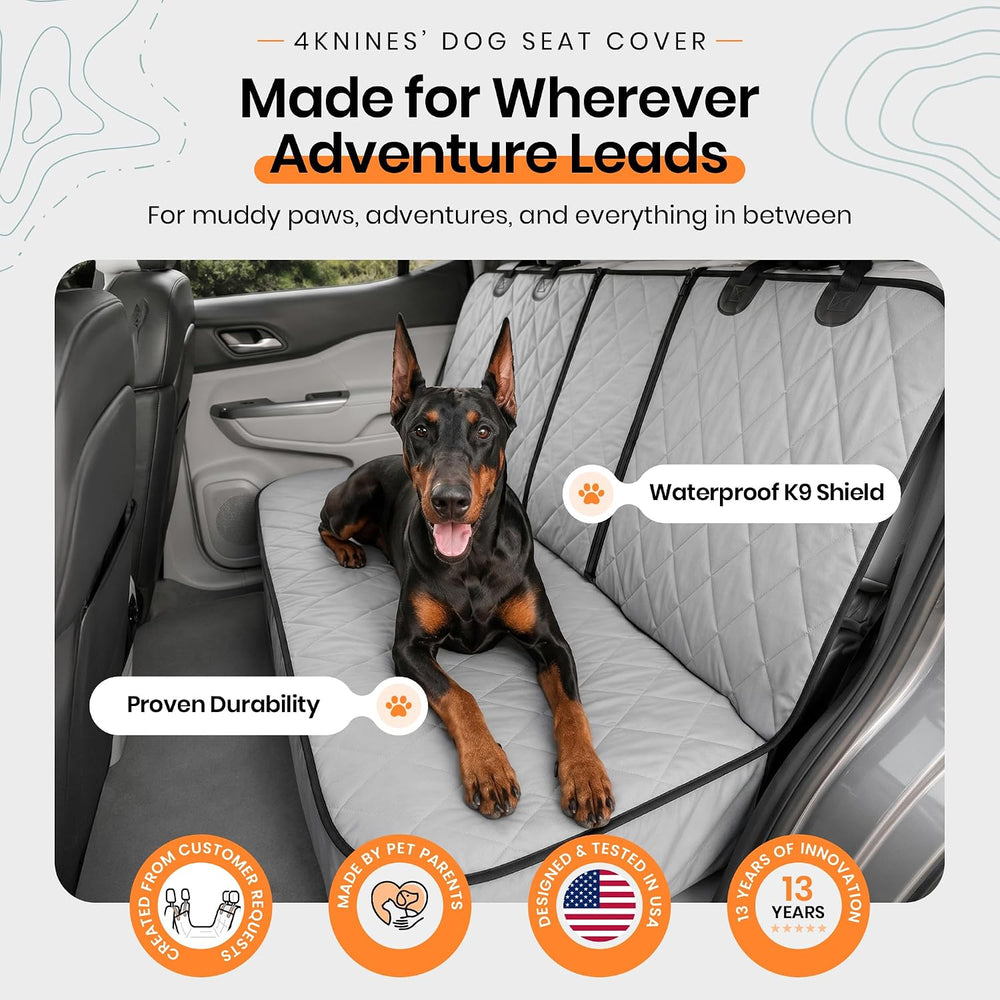 4Knines Dog Rear Seat Cover for Fold Down Seats - Fitted, Tan Regular