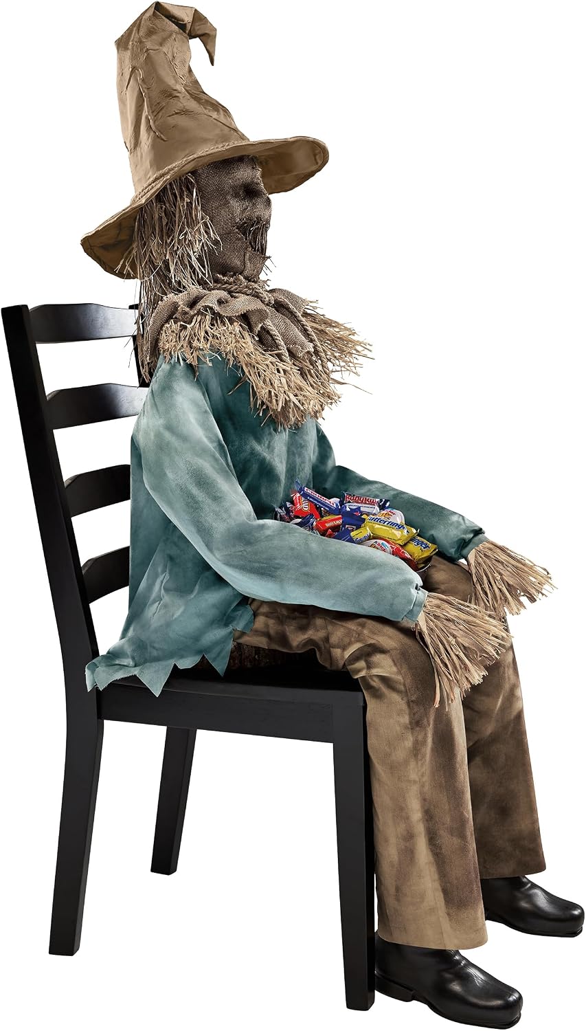 Spirit Halloween 4 Ft 6 In Scary Sitting Scarecrow Animatronic, Multicolor