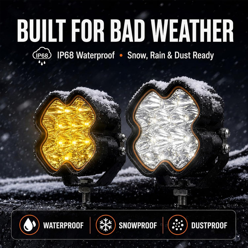 4 Inch 100W LED Pod Lights Amber DRL Clover Series Off Road Light Pods