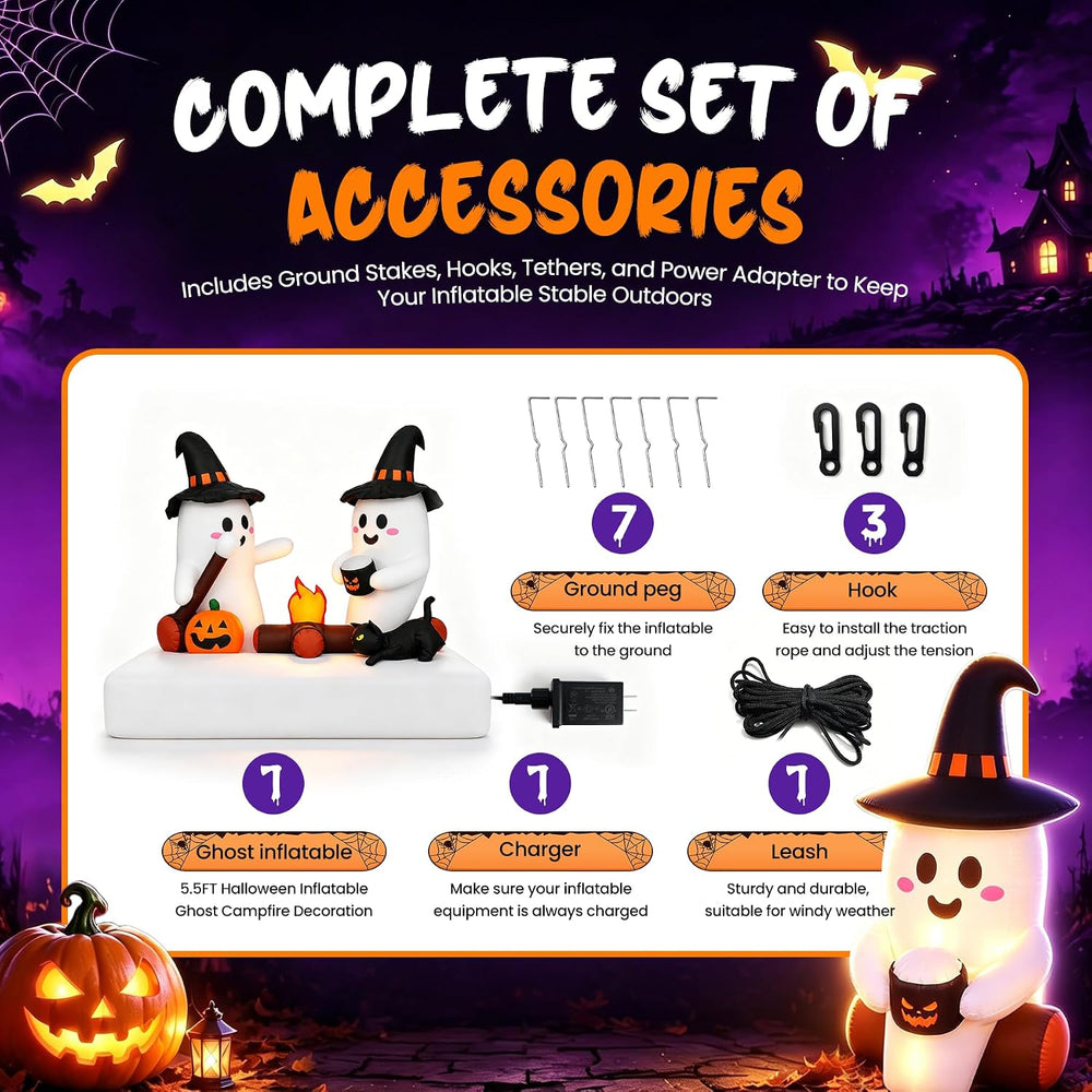 Halloween Inflatables Outdoor Decorations, 5.5FT Blow Up Yard Decorations Twi...