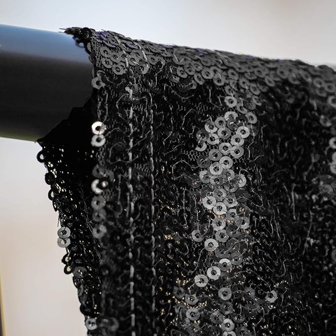 JYFLZQ Black Sequin Backdrop Curtains 2ft x 8ft 4 Panels Glitter Photo Booth ...