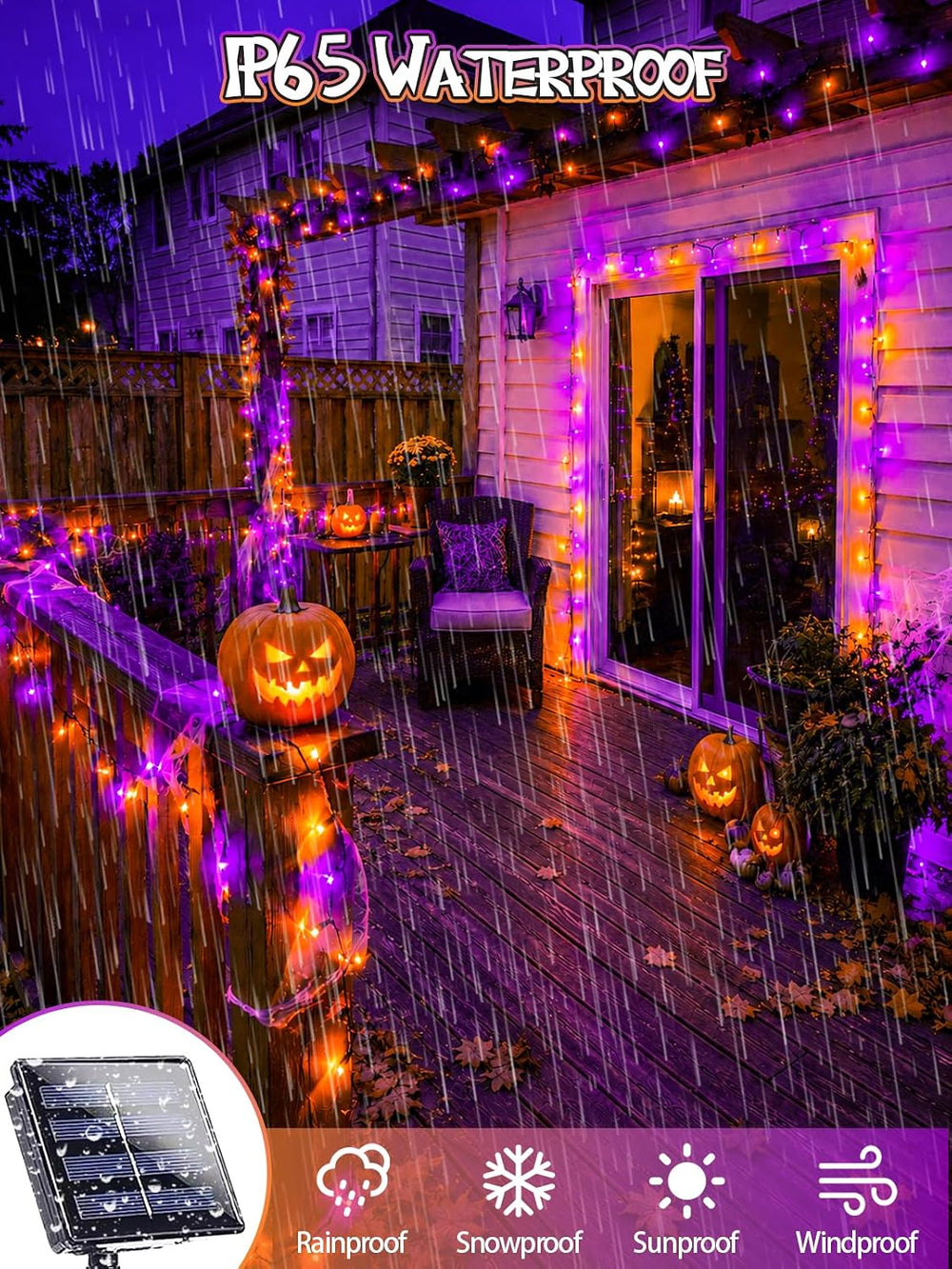6 Pack Solar Halloween Lights Outdoor, 188FT 600 LED Solar String Lights