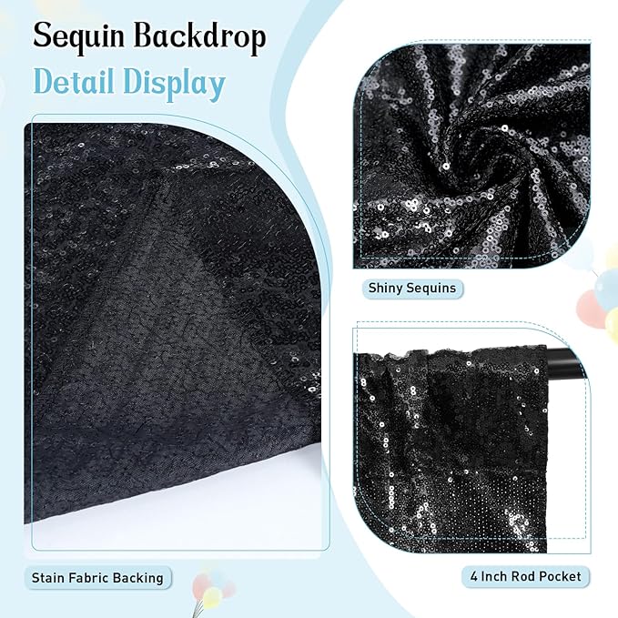 SquarePie Sequin Backdrop Curtain Less See Through Thick Glitter Background f...