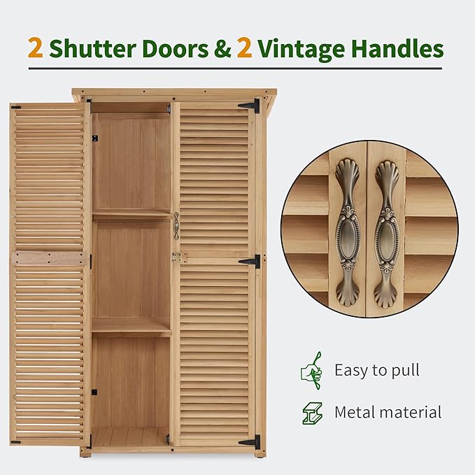 MCombo Outdoor Storage Cabinet, Wooden Storage Shed