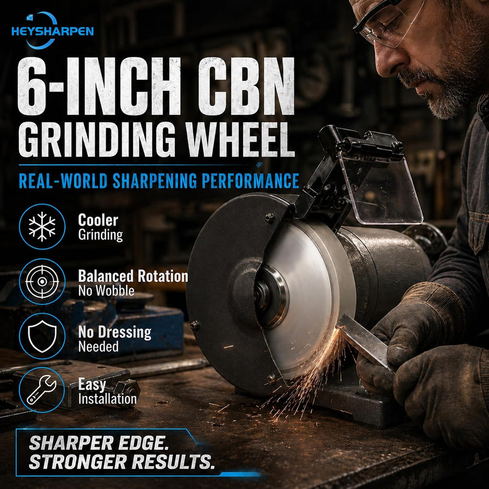 Mega Square 6 Inch CBN Grinding Wheel, 1/2" Arbor, 1.5" Wide, 180 Grit