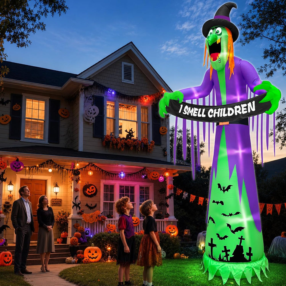 12FT Giant Halloween Inflatables Witch Decorations for Outdoor Garden
