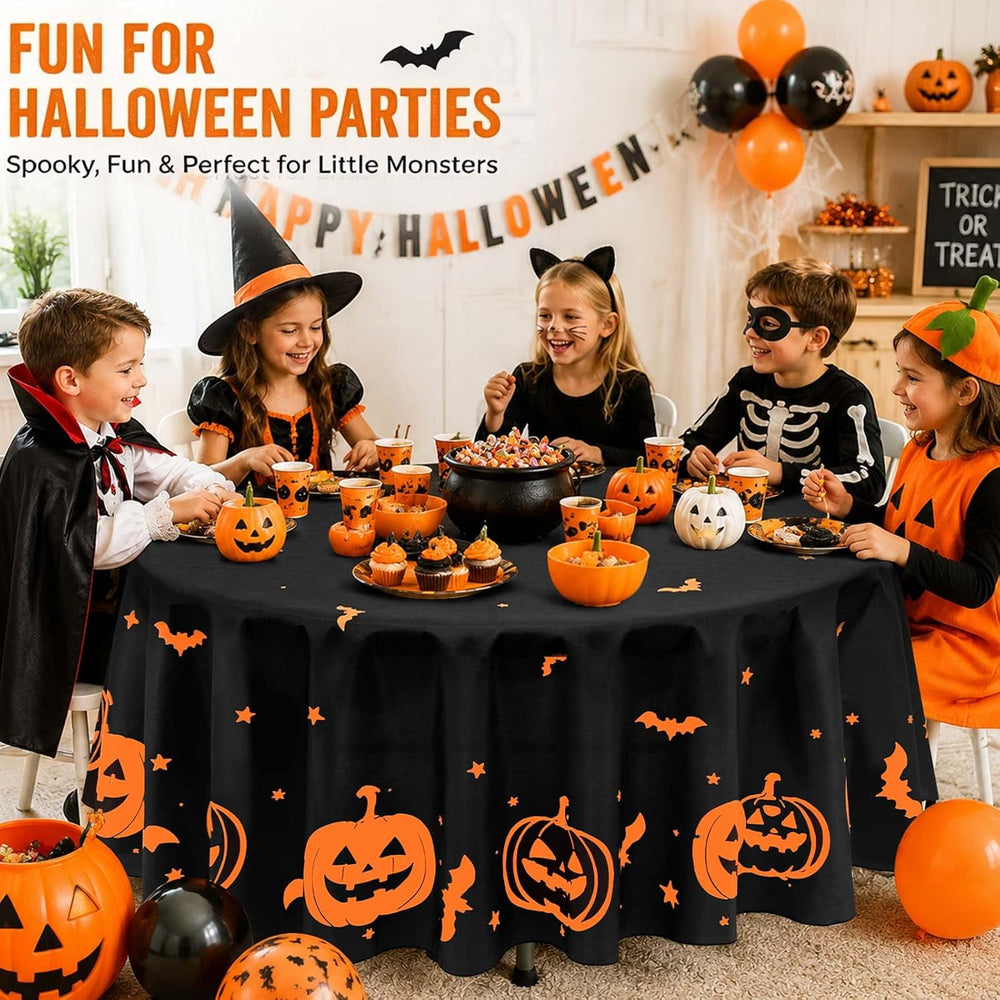 Pesonlook 6 Pack Halloween Tablecloth Round 90 Inch Pumpkin Table Cloth
