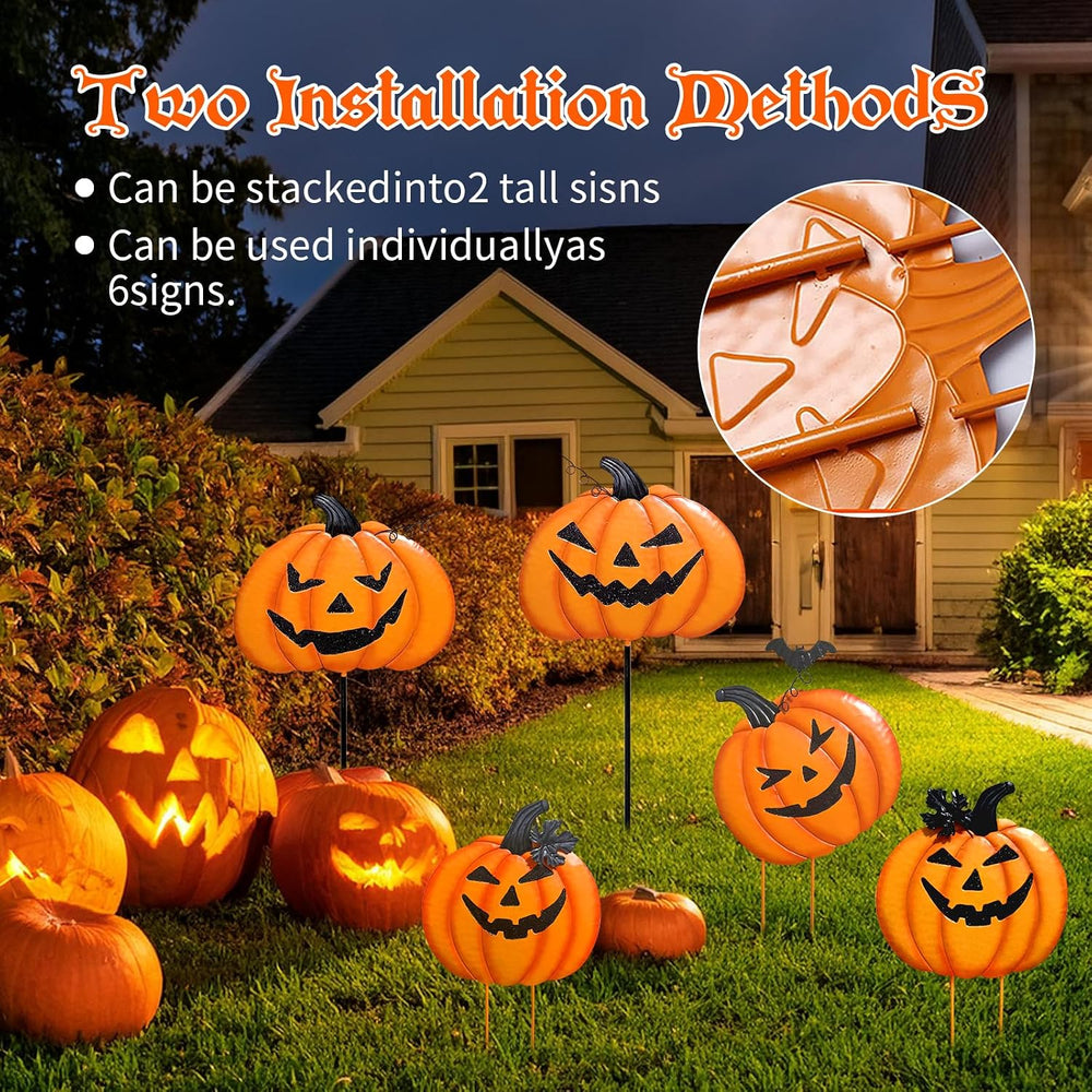 2 Pack Halloween/Thanksgiving Garden Stakes, Outdoor Party Dรฉcor Stacked Meta...