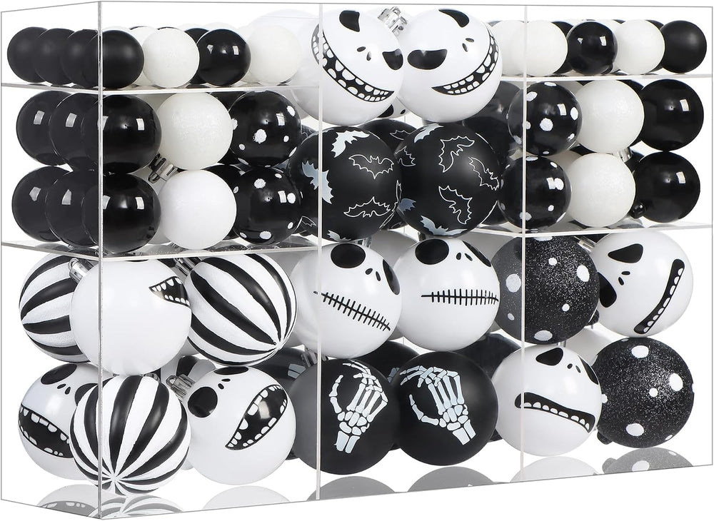 100Pcs Halloween Before Christmas Tree Ornaments Black & White Decorations