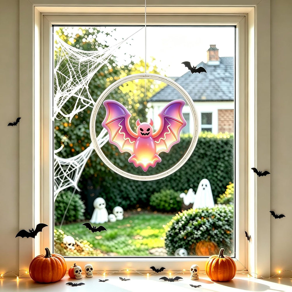 3 Pack Rechargeable Indoor Halloween Window Lights,4/6/12H Timer Function