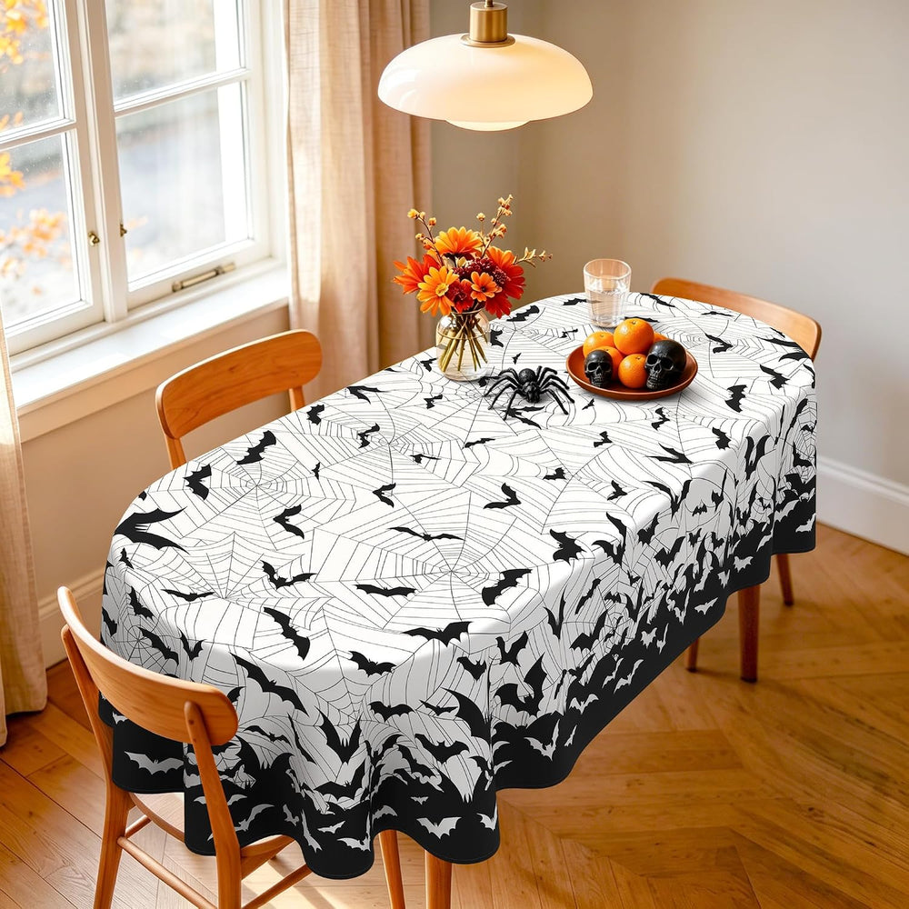Halloween Bats Oval Tablecloth for Dining Table Decor 60" x 120"