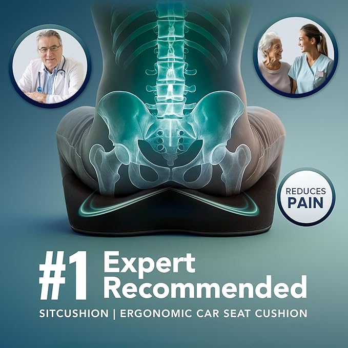 Car Seat Cushion for Driving — Orthopedic Memory Foam Car Seat Pad for Sciatica