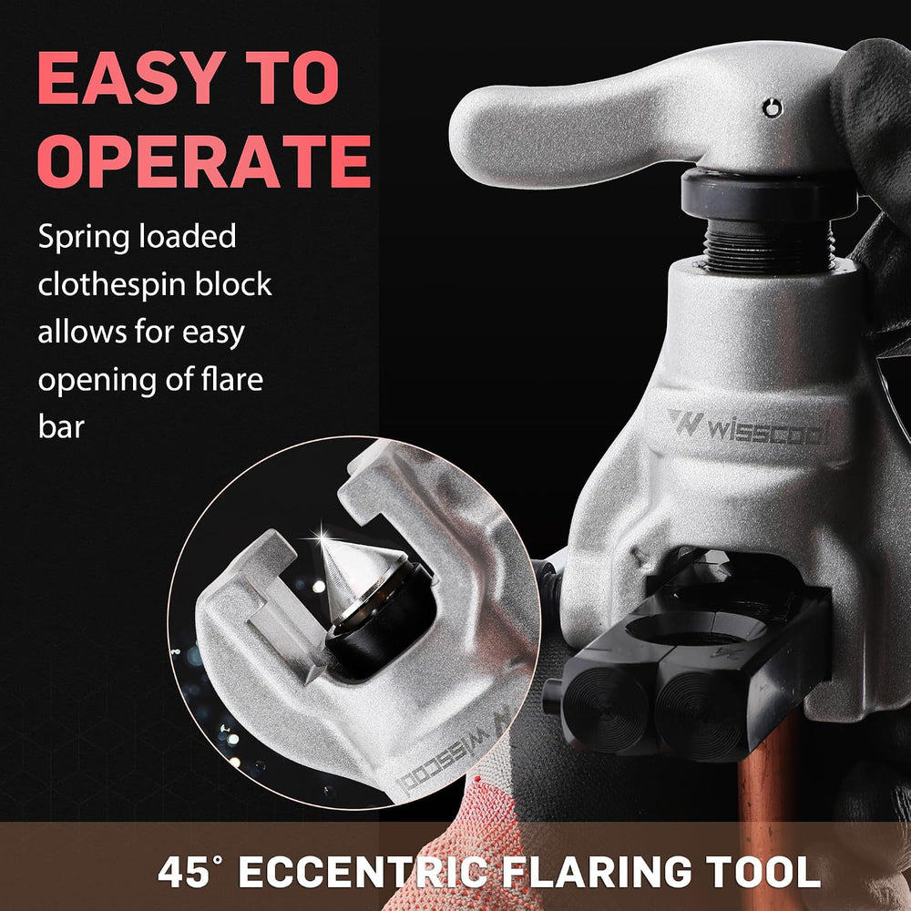 Wisscool HVAC Flaring Tool Kit, Tube Cutter, Deburrer, 3/16"-3/4"