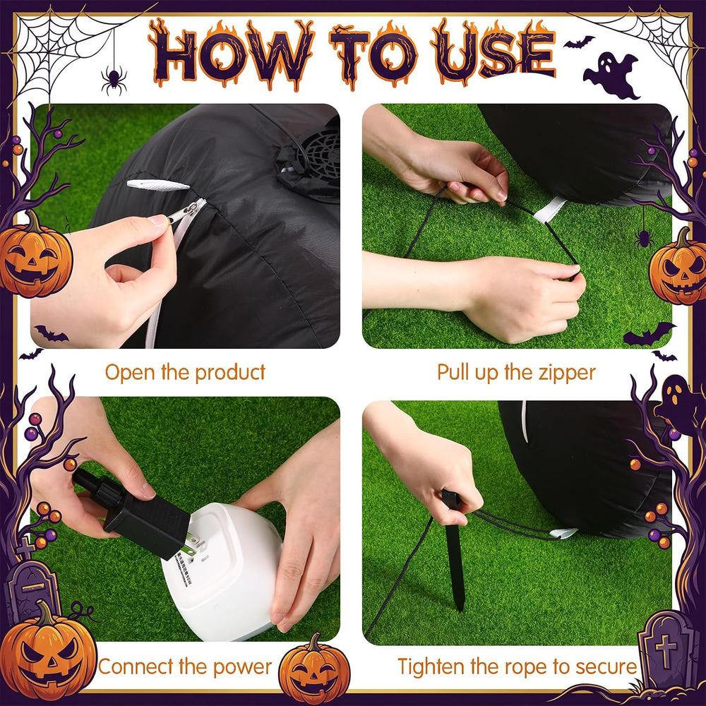 3 Pcs Halloween Inflatable Worm Yard Decoration with Built-in LED