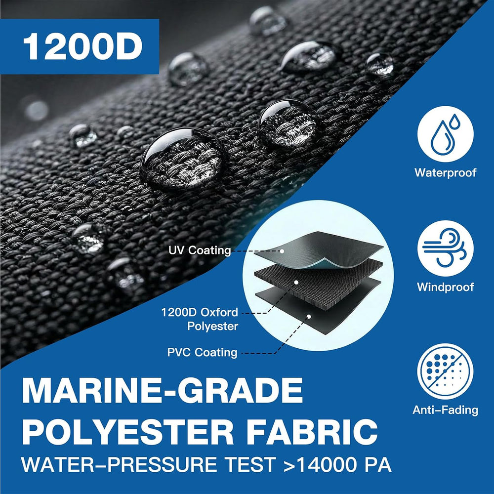1200D Pond Boat Cover for 8'-10'L,Black