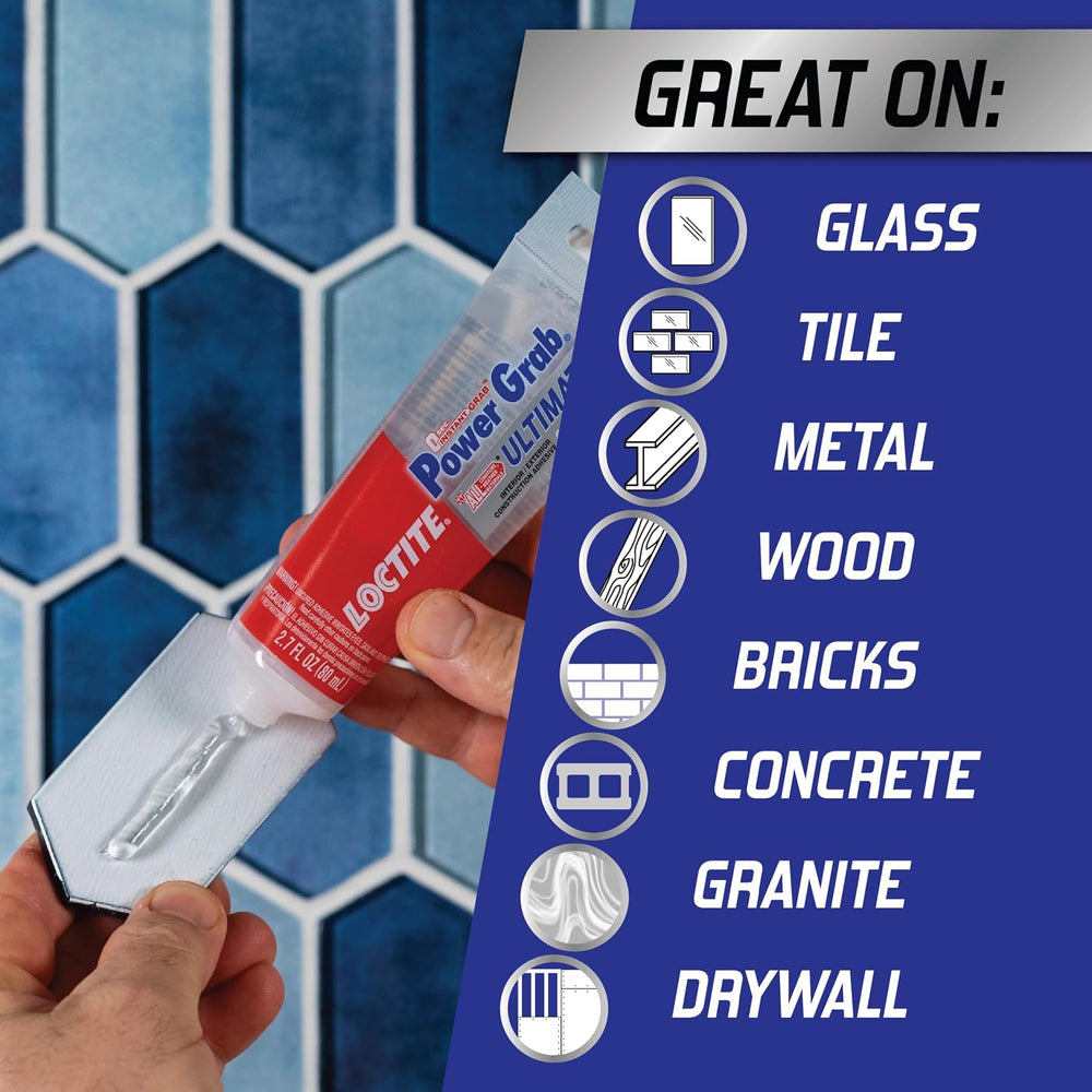 Loctite Power Grab Ultimate Crystal Clear Construction Adhesive, 6 Pack