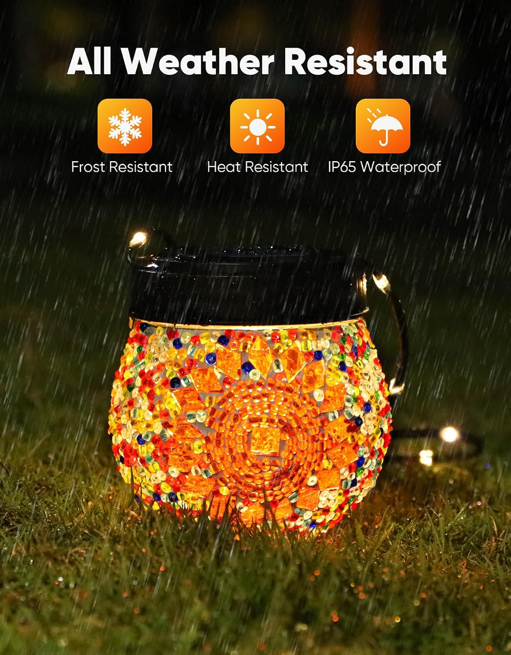 Mosaic Solar Lights Outdoor 6 Pack, Solar Hanging Lanterns Christmas Hallowee...