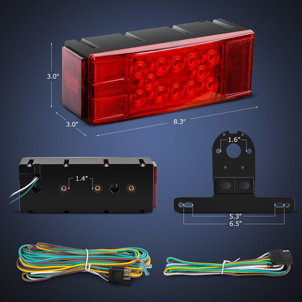 Nilight 2PCS Rectangular Submersible LED Trailer Light Kit,IP68 Waterproof