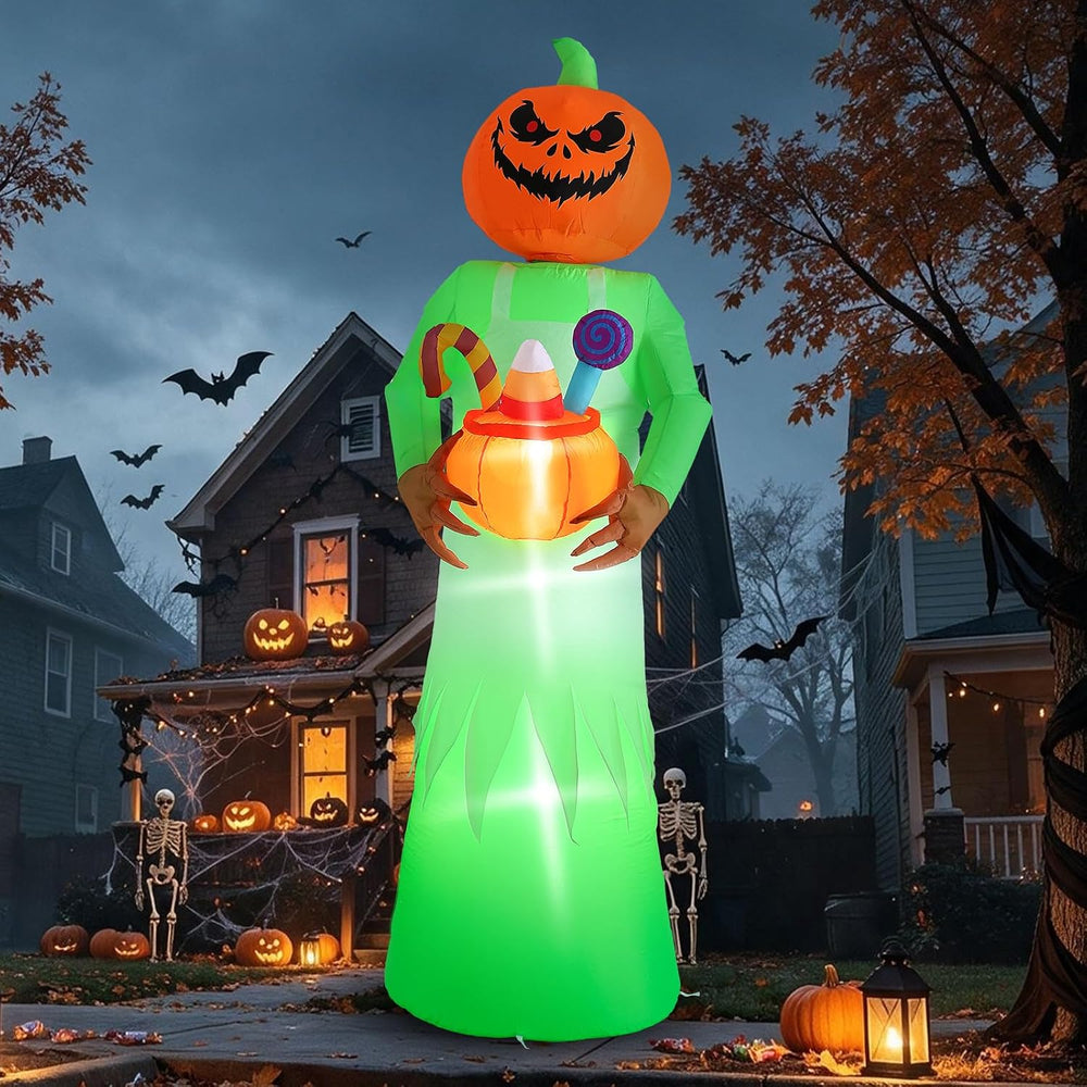 Elegear 10FT Animated Halloween Inflatable with Rotating Pumpkin Head