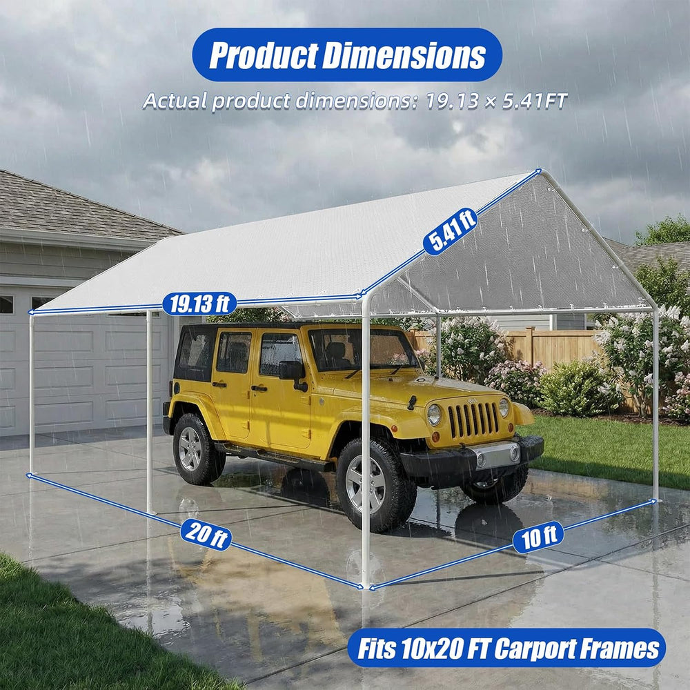10x20FT Heavy Duty Carport Canopy Replacement Cover