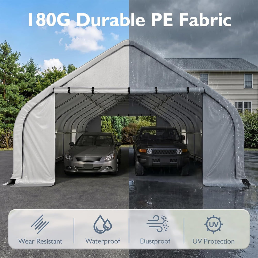 AirWire 20x30 FT Heavy Duty Curved Carport, Portable 2 Car Tent Garage