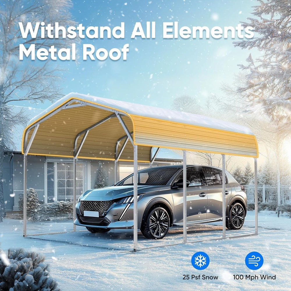 Quictent 10x15 FT Heavy Duty Metal Carport, Galvanized Steel Hard Top SUV/Tru...