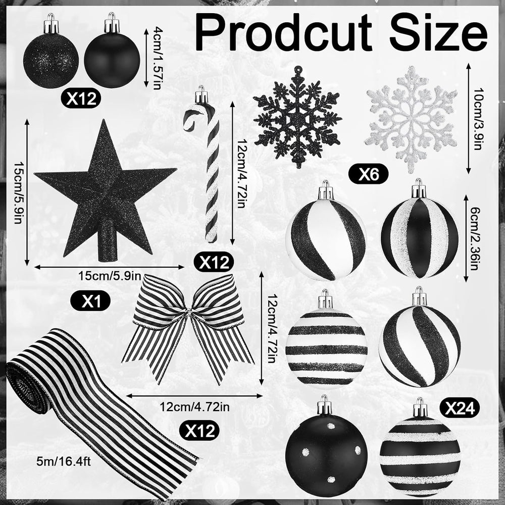 68 Pcs Black and White Christmas Tree Decor Nightmare Halloween Ornaments