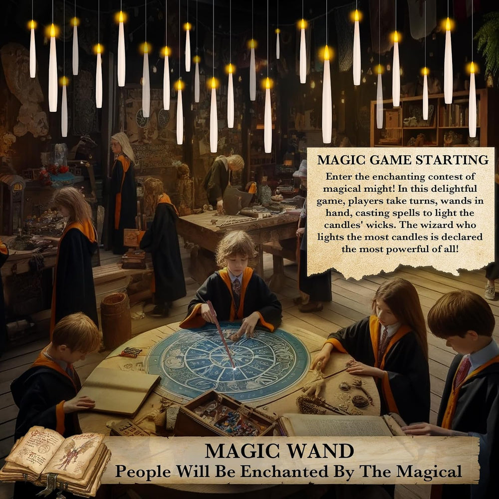 24Pcs Floating Candles with 2 Wand Remote Timer for Halloween Decor - White