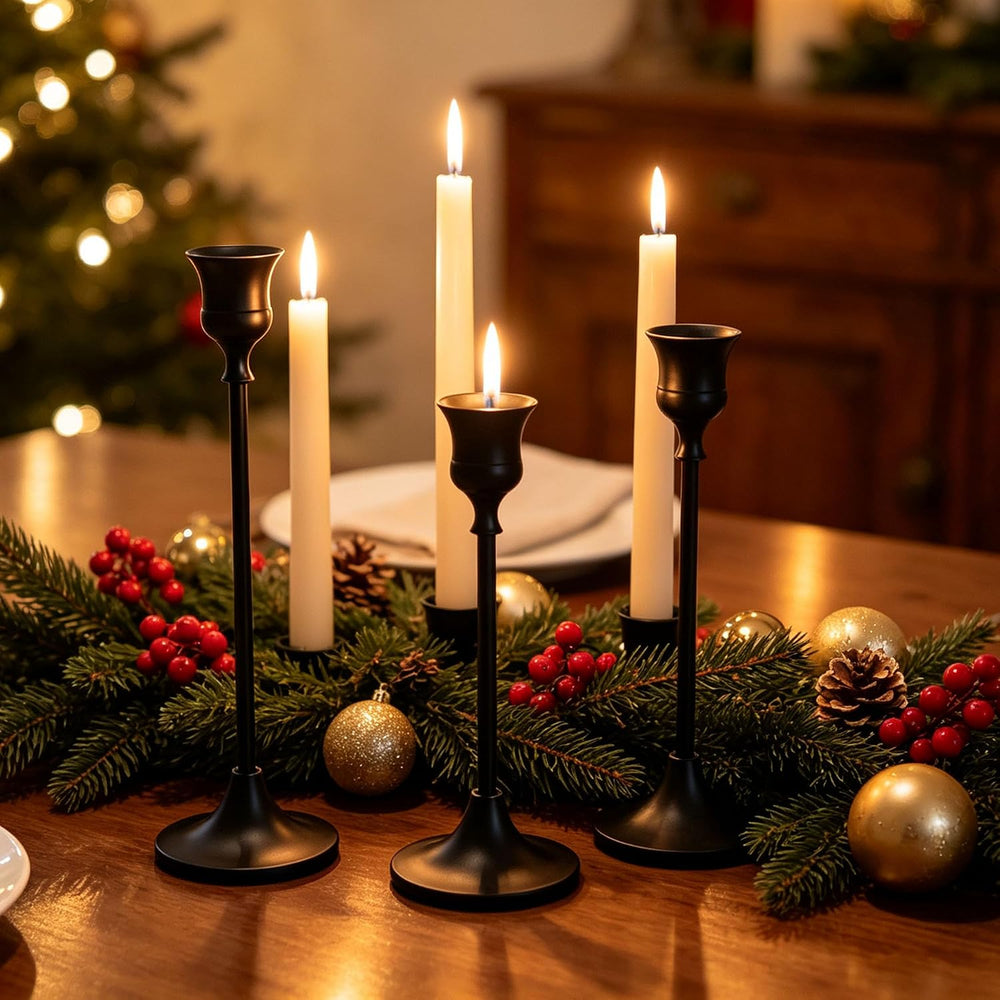12PC Black Candlestick Holders Halloween Taper Candle Holders Fall Decor