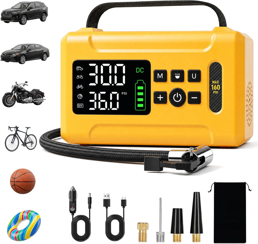 Tire Inflator Portable Air Compressor 160 PSI Air Pump for Cars 8000 mAh &...