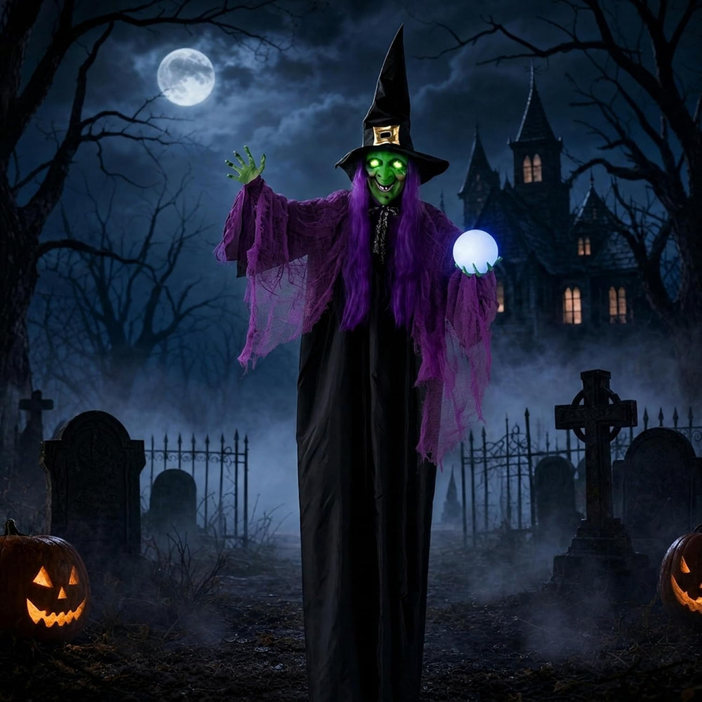 JOYIN 78" Hanging Witch Decor with Magic Ball Halloween Decorations Outd...