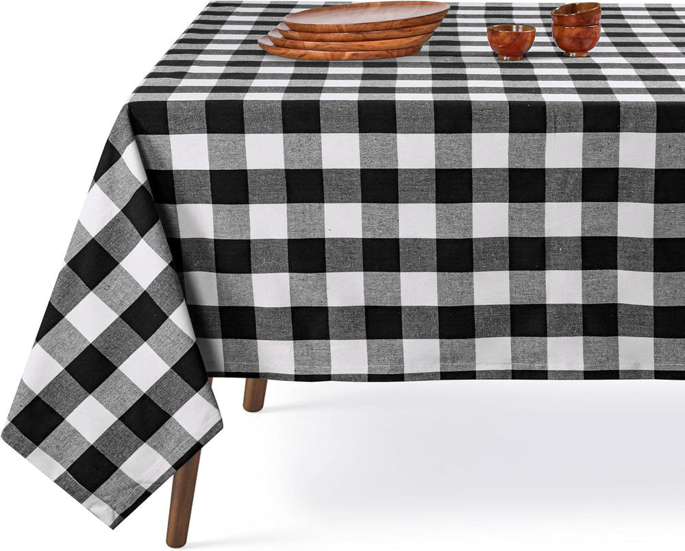 Native Fab Buffalo Check Tablecloth, 100% Cotton, 60x102 Inches, Classic Farm...