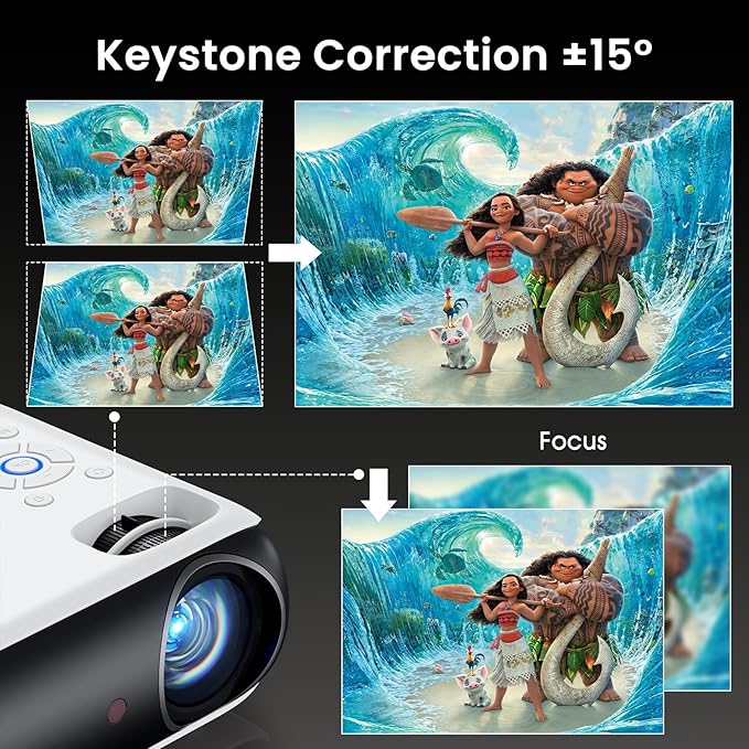 HAPPRUN Native 1080P Bluetooth Projector, Full HD Portable Outdoor Movie